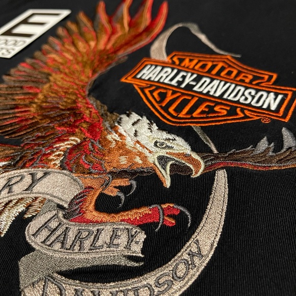 Harley Davidson Black Button Down Long Sleeve Embroidered Logo Mens Size L Shirt - Picture 4 of 17